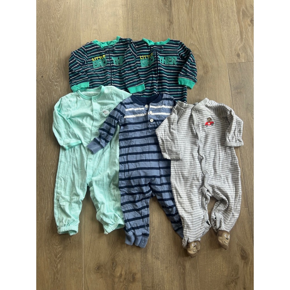 Carter's Bundle of 5 Sleepers Baby Boys Size 6-9 Months Little Brother
